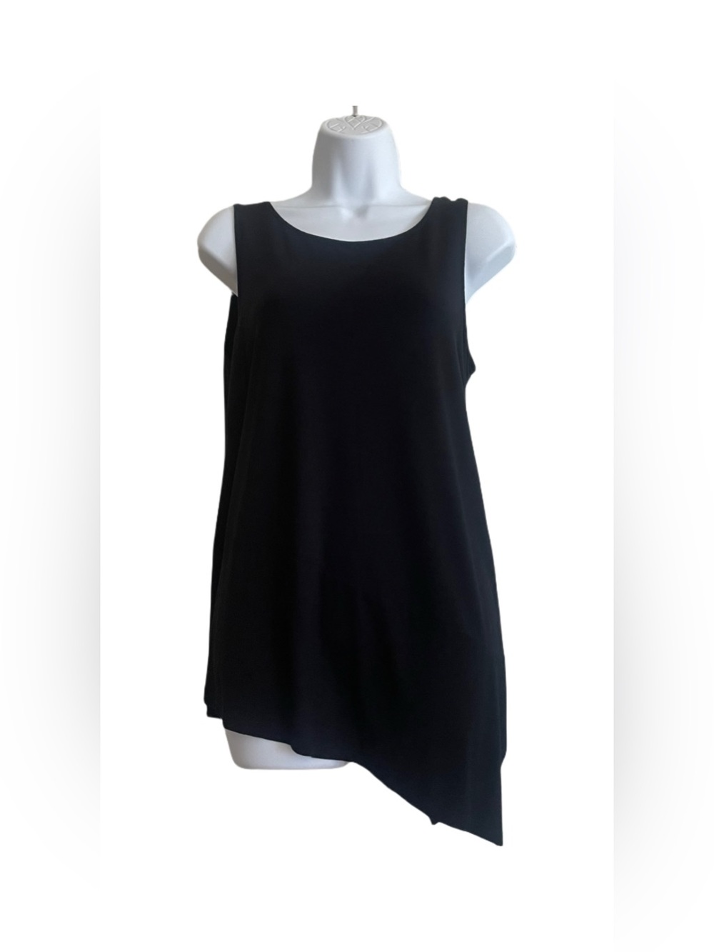 Eileen Fisher Sleeveless Asymmetrical Black Tunic Top